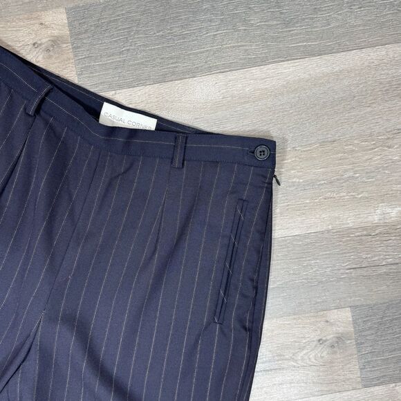 Casual Corner Pinstripe Cuff Hem Trouser Dress Pants Black 10 - Picture 5 of 13